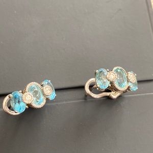 Judith Ripka blue topaz sterling earrings